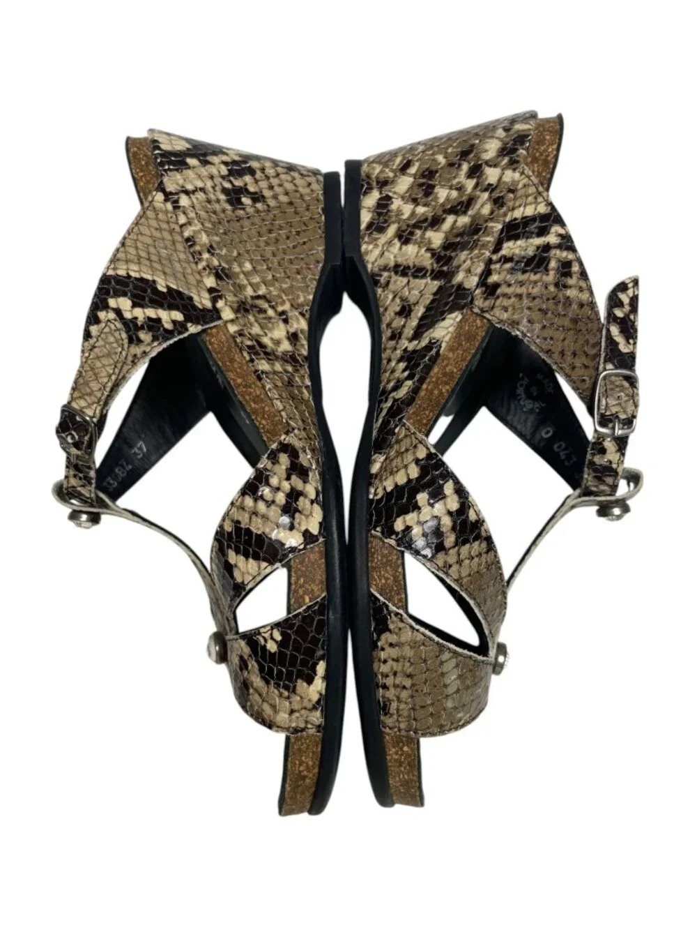 Mephisto Nazli Air Relax Snake Print Leather Wedge Sandals EU 37